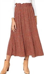 img 3 attached to Chigant'S High-Waisted Polka Dot Skirt With Floral Pleats And Pockets - Perfect For Casual Chic Look!
