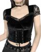 edgy summer style: black gothic cropped halter t-shirts for women/girls with short sleeves logo