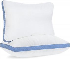 img 4 attached to Oakias King Gusseted Pillows Set Of 2 In Blue - 18 X 36 Inches King Sized Pillows For Side Sleepers - Gusseted And Soft Pillows For Stomach Sleepers - Easy To Maintain And Care