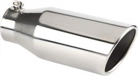 img 4 attached to Universal Stainless Steel 4 Inch Inlet Exhaust Tip With Bolt-On Clamp Design And Ball End L Wrench - Ideal For Trucks And Cars - Chrome Polished Finish, 6 Inch Outlet, And 15 Inch Overall Length