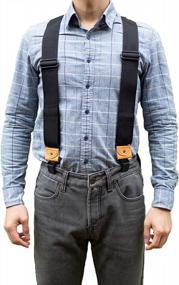 img 1 attached to Get Work Done In Style: Heavy-Duty Adjustable Men'S Suspenders With 2" Wide Elastic Braces