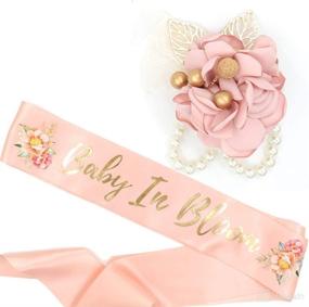 img 4 attached to 🌸 Blossoming Delight: Baby in Bloom Sash & Wrist Corsage Kit - Perfect Blush Peach Baby Shower Sash, Favored by New Moms