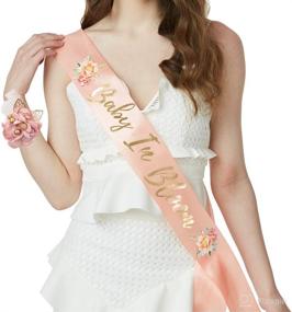 img 3 attached to 🌸 Blossoming Delight: Baby in Bloom Sash & Wrist Corsage Kit - Perfect Blush Peach Baby Shower Sash, Favored by New Moms
