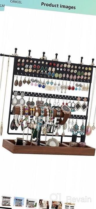 img 1 attached to Earring Display And Organizer With Wooden Tray - 144 Holes For Ear Studs And Earrings By QILICHZ review by Sherry Smith