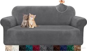 img 4 attached to 🛋️ Kiduck Velvet Plush Sofa Slipcover: Non Slip, Soft Couch Cover for 3 Cushion Couch - Large, Light Grey - Perfect Furniture Protector for Kids and Pets