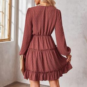 img 3 attached to Women'S Swiss Dot Ruffle Long Sleeve Swing Dress - Fall Casual Loose Fit Mini V Neck