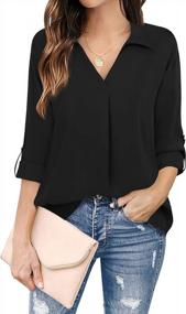 img 1 attached to Women'S Casual Work Blouse With Collared Chiffon Tunic And Cuffed Sleeves - Youtalia
