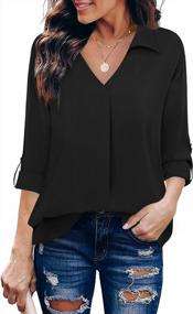 img 2 attached to Women'S Casual Work Blouse With Collared Chiffon Tunic And Cuffed Sleeves - Youtalia