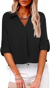 img 3 attached to Women'S Casual Work Blouse With Collared Chiffon Tunic And Cuffed Sleeves - Youtalia