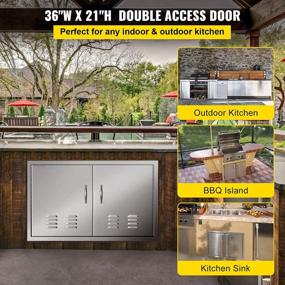img 3 attached to Upgrade Your Outdoor Kitchen With Mophorn BBQ Island Double Access Door - Premium Stainless Steel Design With Beveled Frame And Vented Panels - 36 X 21 Dimensions