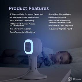img 3 attached to 👶 Hubble Connected Cloud Twin-5" Smart Baby Monitor with Camera and Audio-Dual Wireless Monitoring System-Two-Way Intercom, Night Light, Sleep Trainer, Room Temperature & Lullabies, White, 2-Cameras