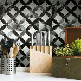 img 4 attached to Transform Your Room With Easy-To-Apply RoomMates Black Moroccan Tile Wallpaper
