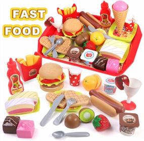 img 4 attached to GILOBABY Play Food Toys For Kids - Cuttable Fast Food Set For Pretend Play Kitchen, Ideal For Boys And Girls For Educational Preschool Learning And Roleplay