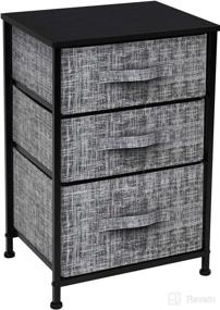 img 4 attached to 🛏️ Versatile Sorbus Nightstand: 3-Drawer Bedside Furniture with Stylish Steel Frame, Wood Top, Easy Pull Fabric Bins - Ideal for Home, Bedroom, Office, College Dorm (Gray/Black)