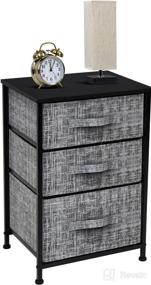 img 3 attached to 🛏️ Versatile Sorbus Nightstand: 3-Drawer Bedside Furniture with Stylish Steel Frame, Wood Top, Easy Pull Fabric Bins - Ideal for Home, Bedroom, Office, College Dorm (Gray/Black)