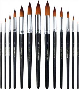img 4 attached to Complete 13Pc Round Brush Set For Watercolor, Acrylic, Gouache, Ink, And Tempera - Synthetic Bristles By Transon.