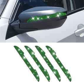 img 4 attached to 🚗 4-Piece Bling Rhinestone Car Door Handle Scratch Protector Set – Universal Fit for All Cars, Vehicles, SUVs – includes Car Side Rearview Mirror, Car Door Edge Guard – Stylish Car Exterior Accessories for Women and Men (Green)