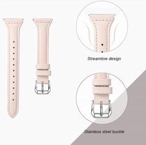 img 2 attached to Тонкий оригинальный кожаный ремешок Bayite совместим с Fitbit Versa 2/Lite/Versa - запасная лента-аксессуар для женщин