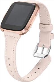 img 4 attached to Bayite Slim Genuine Leather Band Compatible With Fitbit Versa 2/Lite/Versa - Replacement Strap Accessory For Women