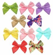 linen hair bows clips barrettes for baby girls, toddlers, and kids - multi-colored bow alligator accessories for little ones, teens, and children logo