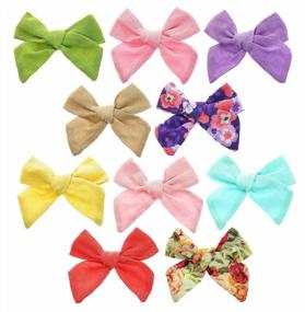 img 4 attached to Linen Hair Bows Clips Barrettes for Baby Girls, Toddlers, and Kids - Multi-Colored Bow Alligator Accessories for Little Ones, Teens, and Children