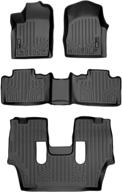 maxliner floor mats 3 row liner set - black for 2013-2016 dodge durango - front row dual floor hooks - 2nd row bucket seats logo