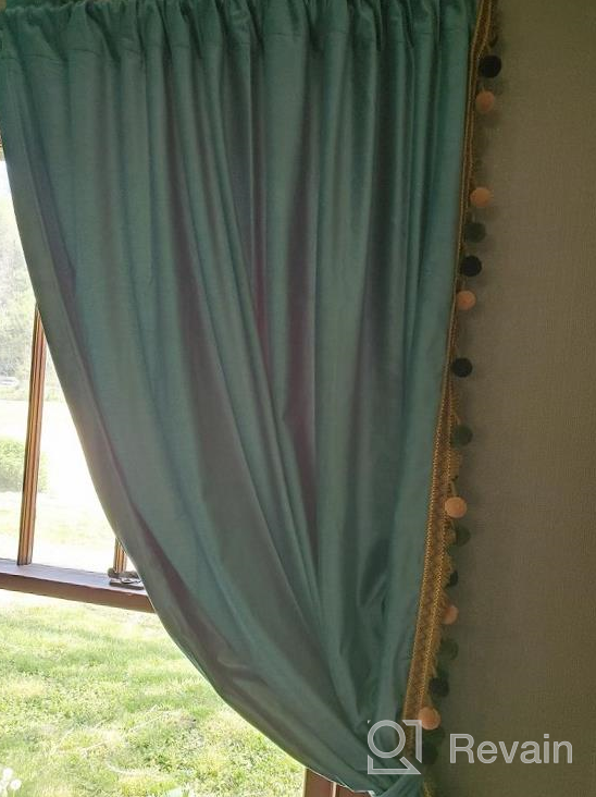 img 1 attached to Dusty Pink Velvet Blackout Curtains - Melodieux Pom Pom Thermal Insulated 52X96 Inch (1 Pair) review by Jair Baltrusch