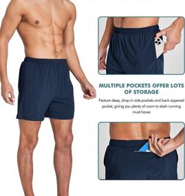img 2 attached to Men'S 5" Athletic Workout Running Gym Shorts Lightweight Quick Dry With Zipper Pocket By Jimilaka