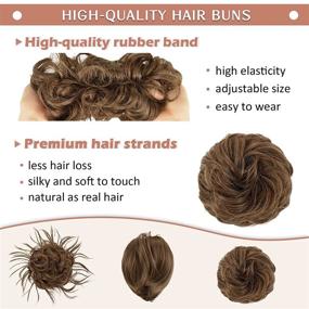img 2 attached to BARSDAR 3PCS Hair Bun Extensions, Messy Bun Hairpiece Straight Short Ponytail Bun Tousled Updo Hair Extension Curly Synthetic Chignon Elastic Easy Hair Scrunchie For Women -Dark Brown Mix Auburn Evenly