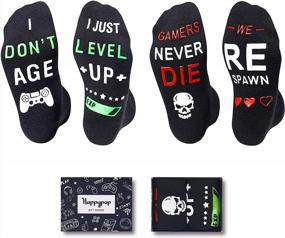 img 4 attached to HAPPYPOP Gaming Game Socks Taco Bacon Chocolate Wine Socks Novelty Gifts For Men Women Gamer