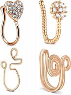 qwalit clip-on fake nose rings hoop set- non-pierced septum piercing jewelry for women and men - faux septum jewelry for fashionable looks logo
