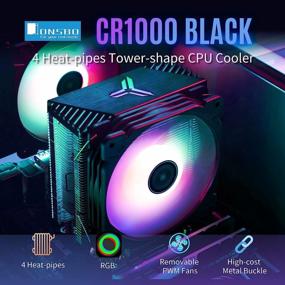 img 3 attached to 🌬️ JONSBO CR1000 RGB CPU Air Cooler with 4 Heat-Pipes, 158mm RGB CPU Fan, Aluminum Fins, 128mm Removable PWM Fans for AMD Ryzen/Intel LGA1151, Black - Efficient CPU Cooling Fan