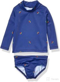 img 2 attached to 👶 Protective and Stylish: Amazon Essentials Baby Girls' UPF 50+ 2-Piece Long-Sleeve Rash Guard Set