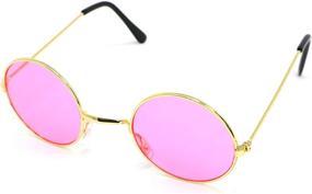 img 3 attached to Pink 60'S Style Circle Sunglasses: Skeleteen'S Vintage Hippie Glasses For Hipster Fashionistas