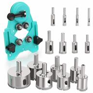complete hole saw kit with diamond drill bits and adjustable guide jig for glass, ceramics, and tile - 15 pieces, 6-50mm size range логотип