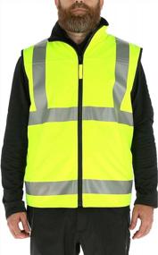img 4 attached to High Visibility Reversible Softshell Safety Vest With Reflective Tape - ANSI Class 2 Orange By RefrigiWear