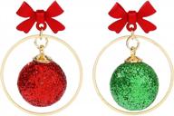 alovesoul women's christmas earrings set - festive dress up jewelry featuring christmas tree, apple, and ball asymmetric designs logo
