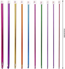 img 3 attached to Complete 23-Piece Tunisian Crochet Hooks Set: Bamboo & Aluminum, Includes 12pcs 🧶 3-10mm Bamboo Knitting Needle + 11pcs 2-8mm Multi Color Tunisian Afghan Aluminum Crochet Hooks