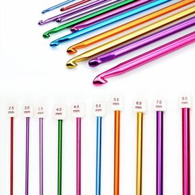 img 2 attached to Complete 23-Piece Tunisian Crochet Hooks Set: Bamboo & Aluminum, Includes 12pcs 🧶 3-10mm Bamboo Knitting Needle + 11pcs 2-8mm Multi Color Tunisian Afghan Aluminum Crochet Hooks