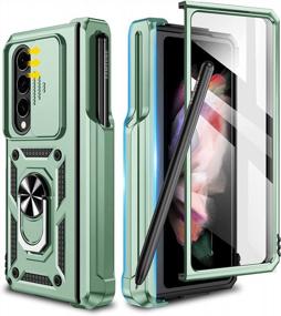 img 4 attached to Goton Galaxy Z Fold 4 Case 2022 - Slide Camera Cover, 360°Kickstand, S Pen Holder, Military-Grade Protection & More