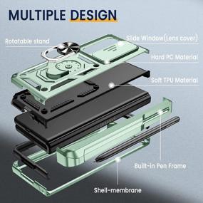img 3 attached to Чехол Goton Galaxy Z Fold 4 2022 — крышка для камеры, подставка с поворотом на 360°, держатель для S-ручки, защита армейского уровня и многое другое