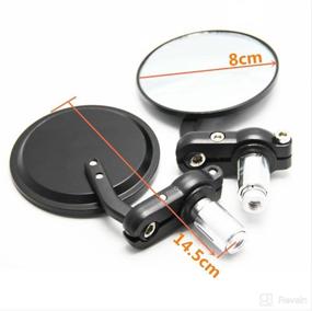 img 1 attached to Pair of Black Motorcycle CNC Round Bar End Mirrors - Fits 7/8'' 22mm Handlebar (Pack of 2)