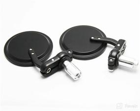 img 3 attached to Pair of Black Motorcycle CNC Round Bar End Mirrors - Fits 7/8'' 22mm Handlebar (Pack of 2)