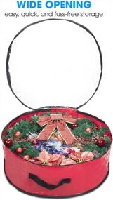 img 2 attached to Red Christmas Wreath Storage Bag 24" - Garland Holiday Container With Clear Window - Tear Resistant Fabric - 24" X 24" X 8