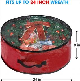 img 3 attached to Red Christmas Wreath Storage Bag 24" - Garland Holiday Container With Clear Window - Tear Resistant Fabric - 24" X 24" X 8