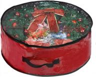 red christmas wreath storage bag 24" - garland holiday container with clear window - tear resistant fabric - 24" x 24" x 8 logo