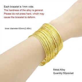 img 2 attached to Charm Your Look With JSEA'S 50-Piece Alloy Bracelet Bangle Set In Indian Gold And Silver For Women