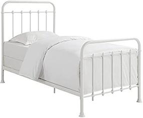 img 1 attached to Добавьте нотку элегантности в свою спальню с белой двойной изогнутой металлической кроватью HomeFare