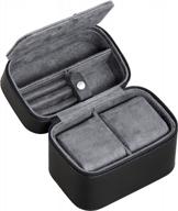 portable 2-watch travel case storage organizer by rothwell - fits watches up to 50mm (black/grey) логотип