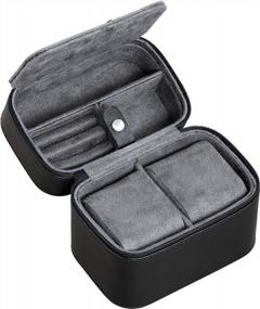 img 4 attached to Portable 2-Watch Travel Case Storage Organizer By ROTHWELL - Fits Watches Up To 50Mm (Black/Grey)